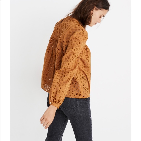 Madewell Eyelet Double-Tie Top in Carrot Cake - Picture 3 of 5